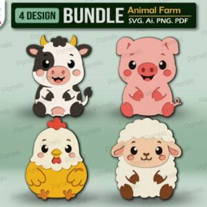 Animales de Granja Infantiles en Capas Pack de 4 Diseños
