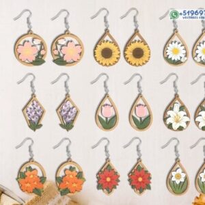 Colección de aretes florales en capas para personalización