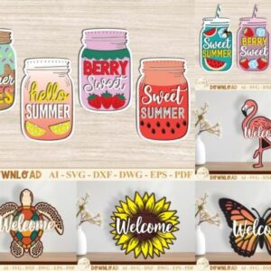 Bundle de Letreros Veraniegos y Bienvenidas Tropicales Pack Decorativo