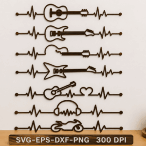 Pack de Siluetas Musicales con Línea de Pulso Diseños Decorativos