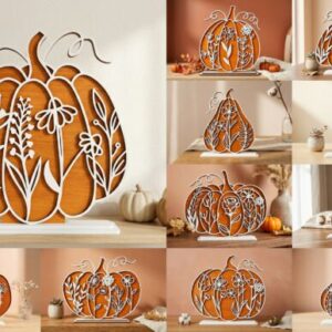 Calabazas Decorativas Florales de Otoño Pack de Diseños