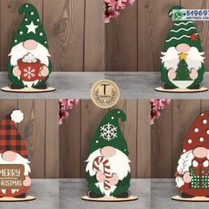 Set de Gnomos Navideños Decorativos en Capas 5 Diseños para Navidad