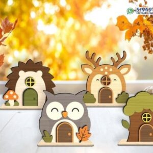 Casitas de Animales del Bosque en Capas Pack Decorativo