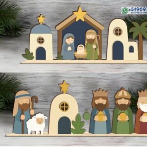 Pack de escenas navideñas de nacimiento pesebre para mesa en archivo vectorial
