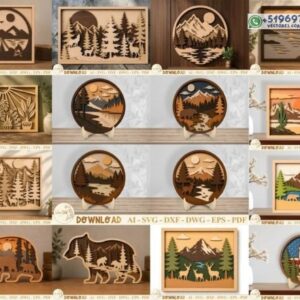 Pack de Cuadros y Escenas Naturales en Capas Diseños Decorativos