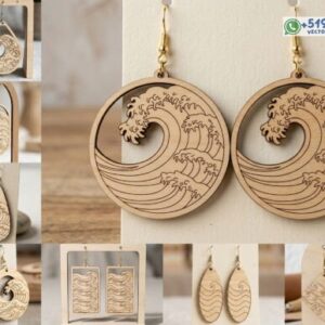 Pack de Aretes con Diseño de Olas Japonesas y Marinas