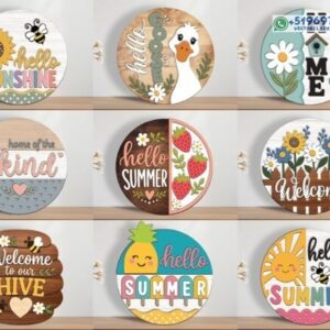 Pack de Letreros Redondos Primavera y Verano Diseños Decorativos