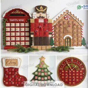 Pack de calendarios de Adviento navideños en diseño vectorial