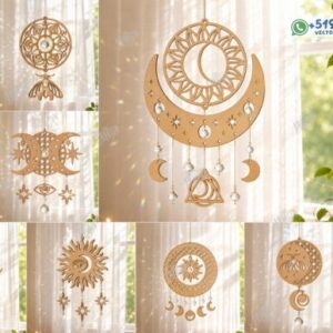 Pack de 10 atrapasoles místicos con lunas, soles y fases lunares