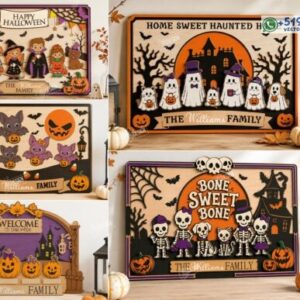 Pack de 5 placas familiares de Halloween personalizables