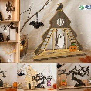 Pack de 10 Decoraciones Halloween para Mesa en Formato Vectorial