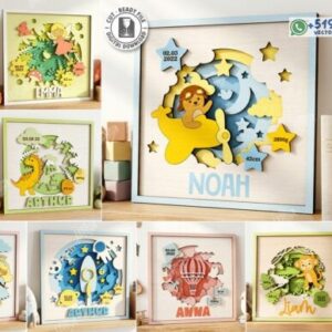 Cuadros de nacimiento personalizados para bebé Pack de 10 diseños