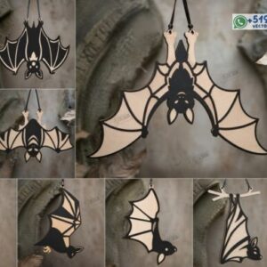 Pack de 10 Murciélagos Decorativos Colgantes en Vector
