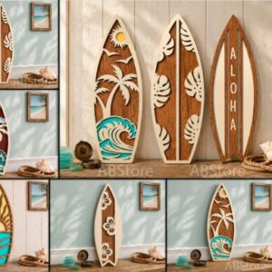 Tablas de Surf Decorativas en Capas para Pared Pack de 9 Diseños