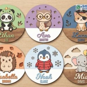 Cuadros Redondos Personalizados con Nombre de Bebé pack Infantil Decorativo
