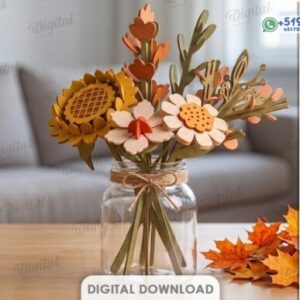 Ramo de Flores Otoñales 3D en MDF 3 mm