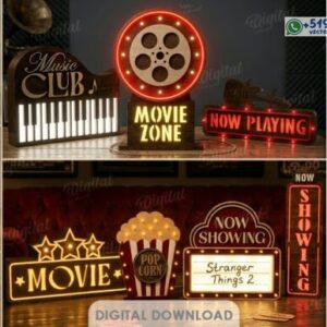 Pack de Letreros Cinemáticos y Musicales Decorativos vintage