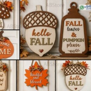 Pack de carteles decorativos de otoño con calabazas, bellotas y hojas