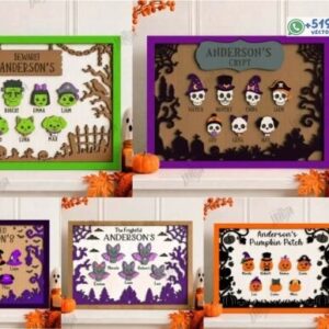 Pack de cuadros familiares personalizados para Halloween en capas