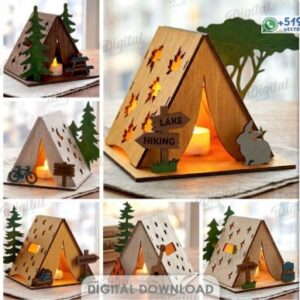 Lámparas Nocturnas de Campamento en MDF 3 mm Pack de 10 Diseños