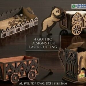 Pack Gótico Decorativo 4 en 1 para MDF Archivos AI, SVG, PDF, DWG y DXF