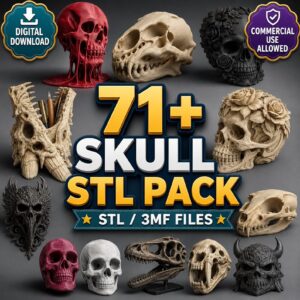 Pack de Más de 71 Calaveras y Cráneos STL para Impresión 3D