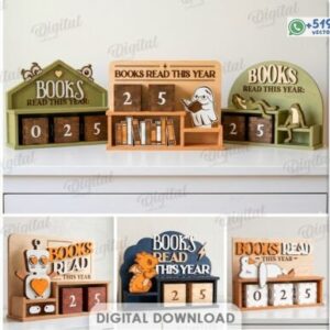 Contador de Libros Leídos del Año en MDF 3 mm Pack de 10 Diseños