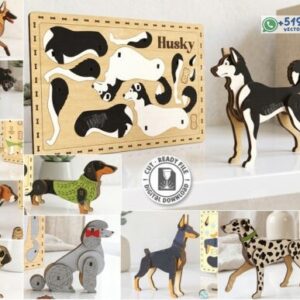 Paquete de rompecabezas de tarjetas de raza de perro encajables en MDF