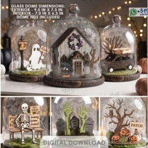 Pack de 10 Escenas Halloween para Campana de Vidrio en Formato Vectorial