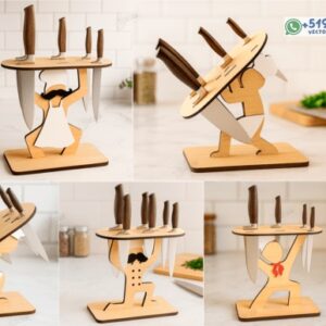 Pack de porta cuchillos decorativos con figura de chef 5 diseños funcionales