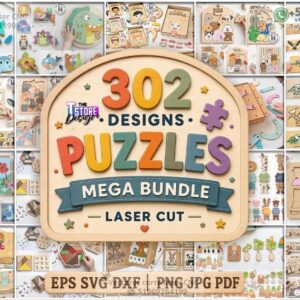 Mega Pack de 302 Rompecabezas Educativos para Corte Láser