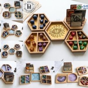 Organizador Hexagonal Modular para Dados y Cartas en Vector