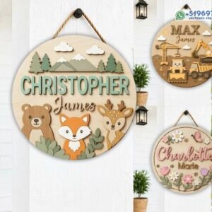 Letreros Redondos Personalizados en Capas para Habitación Infantil