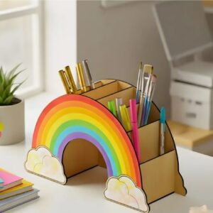 Organizador de Escritorio portalapices arcoíris con Compartimentos
