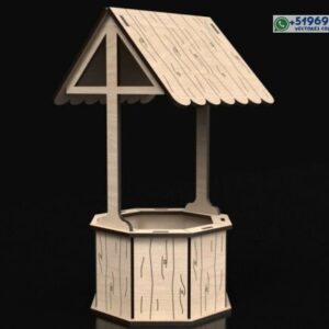 Pozo de los Deseos Decorativo 3D en Madera Archivo Vectorial para Ensamblaje