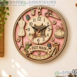 Reloj decorativo de costura en capas estilo artesanal