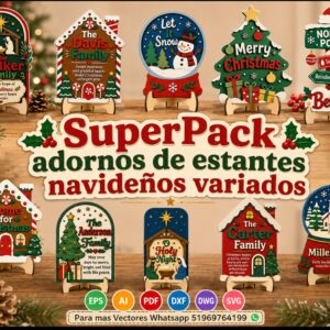 SuperPack de adornos navideños variados con soporte