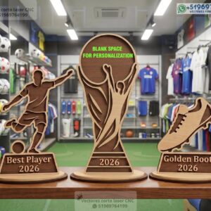 Pack de Trofeos de Fútbo Personalizables para Corte Láser