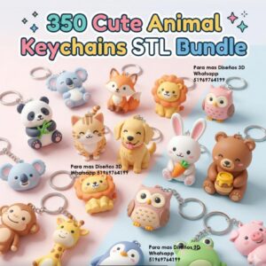 Paquete de más de 350 Llaveros de Animales Kawaii para Impresión 3D – Archivos STL