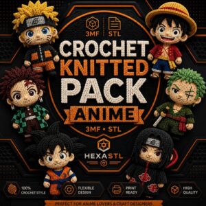 Pack de Personajes Anime Estilo Crochet – Modelos STL y 3MF para Impresión 3D