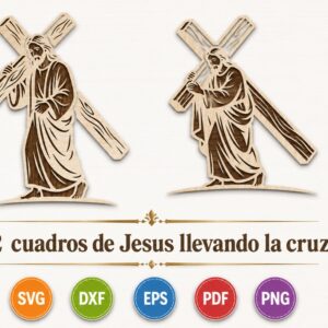 Pack de 2 cuadros de Jesús llevando la cruz en diseño vectorial