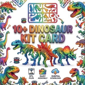 Kit de 10+ Dinosaurios para Impresión 3D | Modelos STL Tipo Kit Card