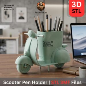 Portalápices con Diseño de Scooter Retro – Modelo STL para Impresión 3D