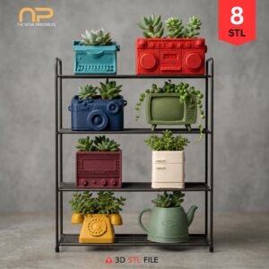 Pack de 8 Macetas Retro STL para Impresión 3D