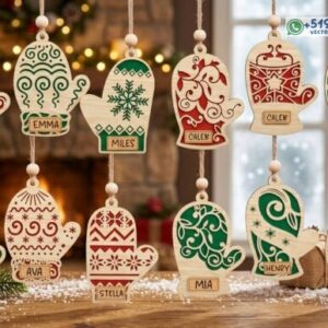 Pack de Guantes Navideños Personalizables con Nombre – 10 Diseños Ornamentales
