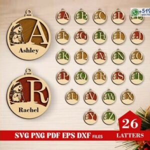 Adornos navideños personalizados con inicial y nombre – Pack de 26 letras