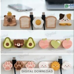 Pack de Organizadores de Cables con Animales y Figuras Kawaii
