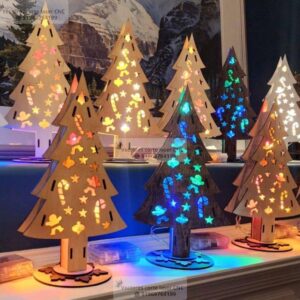 Árbol Navideño Decorativo con Iluminación LED para Corte Láser