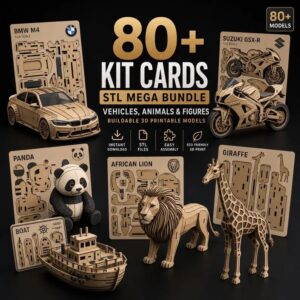 Mega Pack de Kit Cards 3D | Vehículos, Animales y Figuras para Impresión 3D