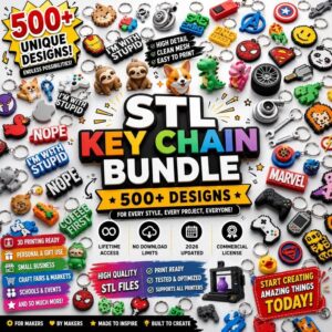 Pack de 500+ Llaveros STL para Impresión 3D | Colección Completa de Diseños